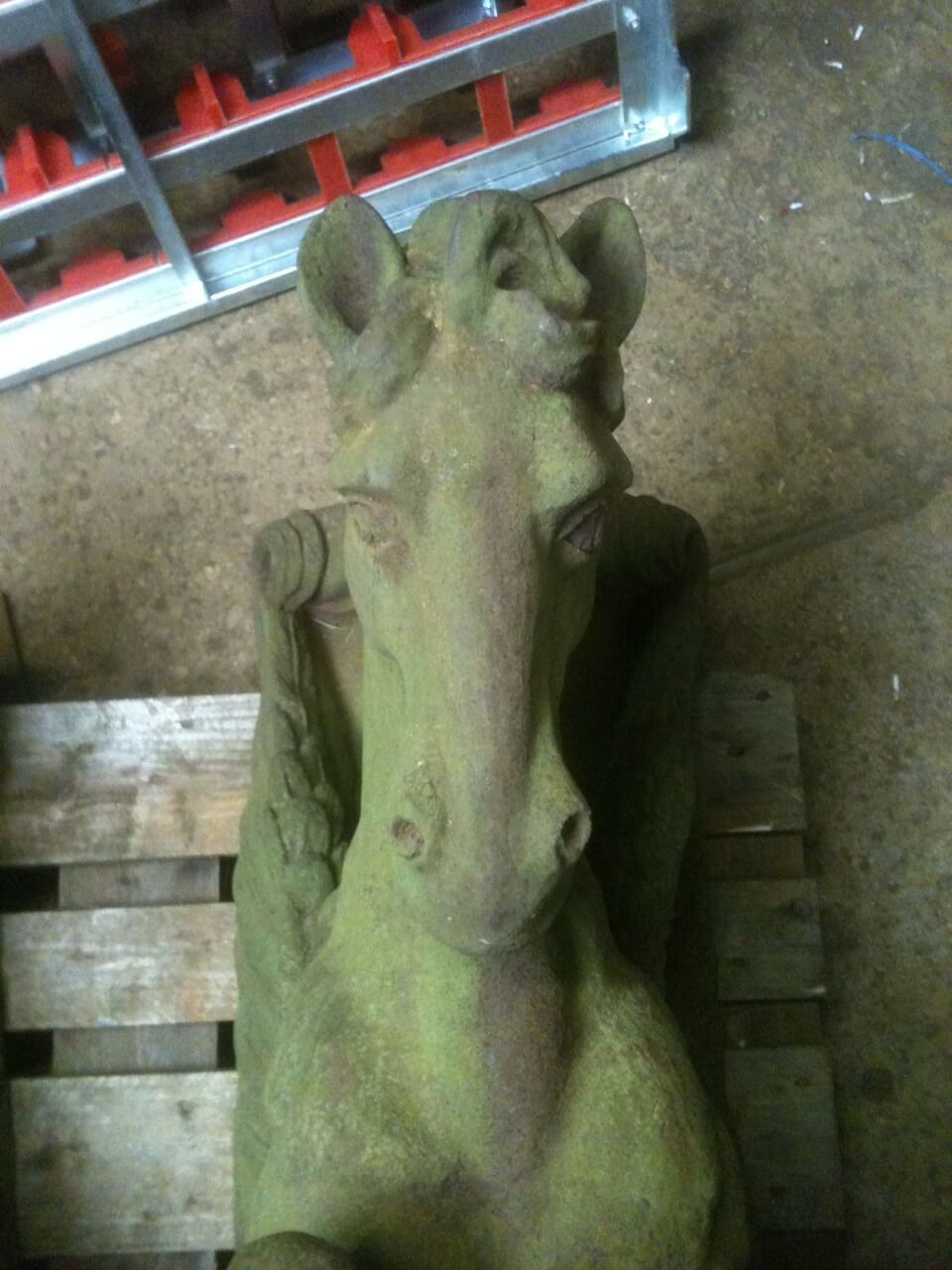 Blast Cleaned Horse Statue Before